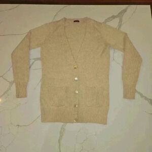 Luna Negra Silk Cashmere V-Neck Cardigan Tan Womens Size Small